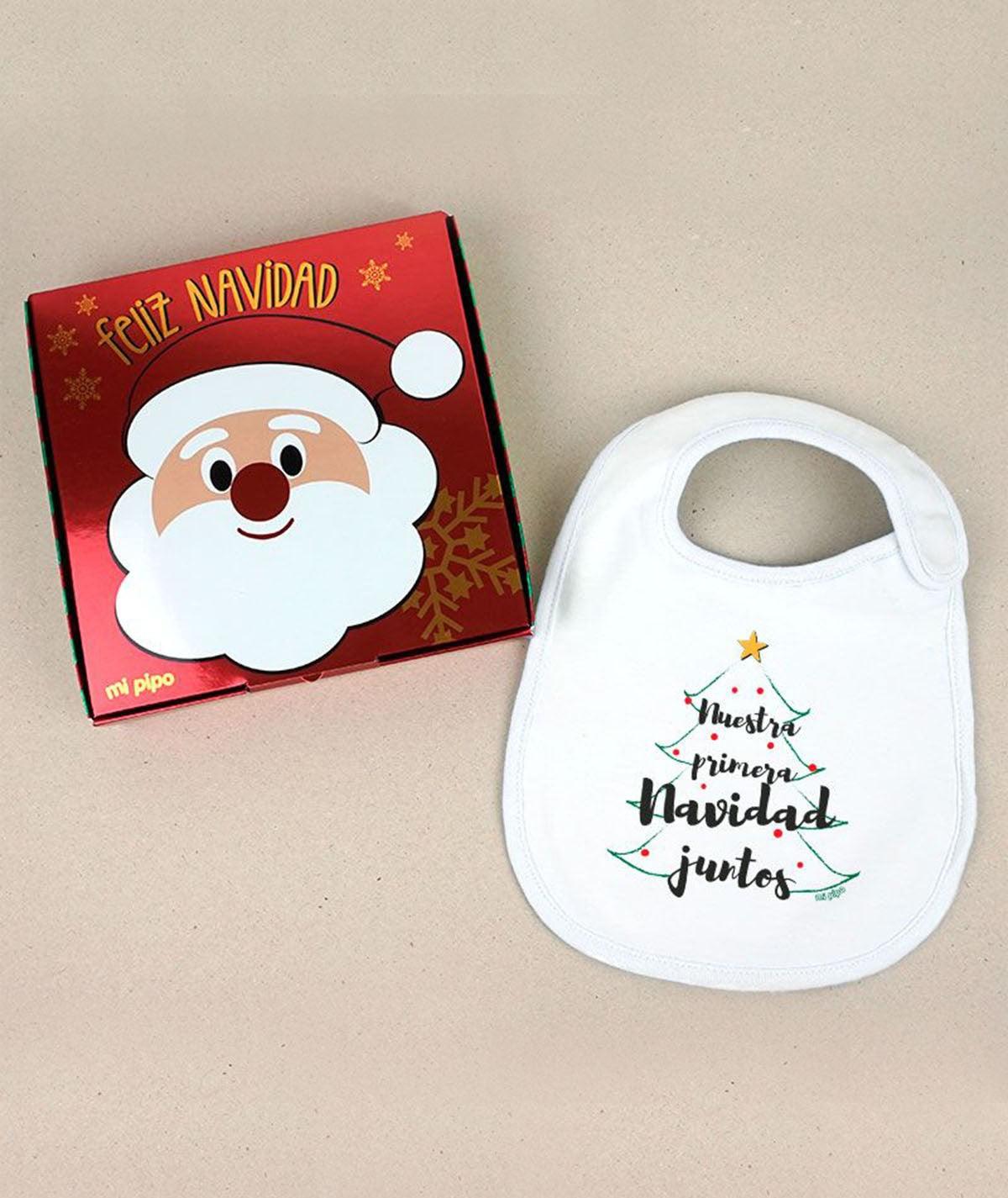 Babero Bebé caja Regalo Mi Pipo Nuestra Primera Navidad Juntos - Nanetes #